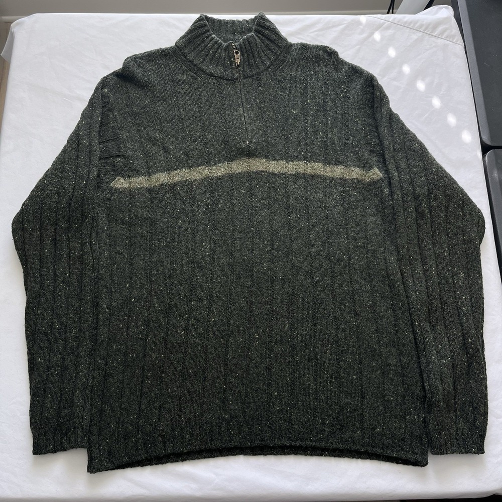 J. Ashford Sweater Men's Pullover Quarter Zip Knitted Wool Blend Italy Size L